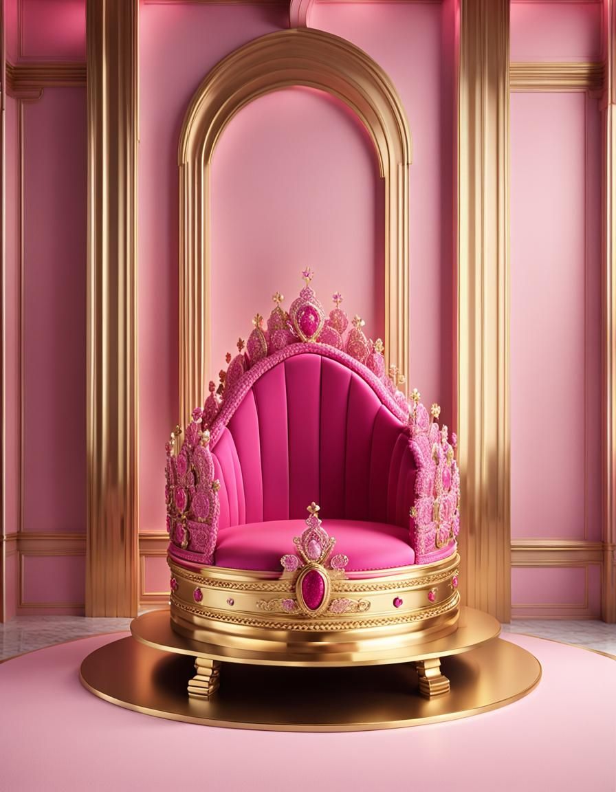 Luxurious Pink and Gold Crown 3D Render
