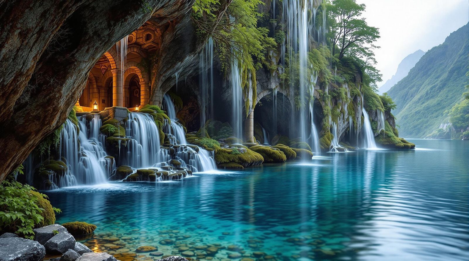 Surreal Norwegian Grotto Amidst Azure Waters