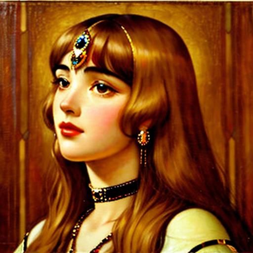 Cleopatra Portrait in Klimt-Inspired Art Deco Style