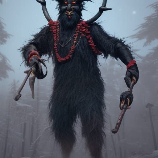 Crow Krampus Mascot in Detailed Fantasy Art
