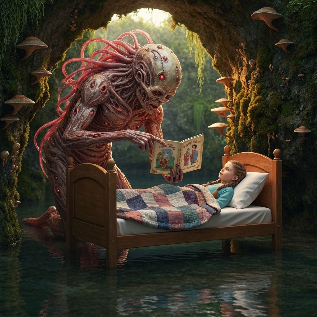 Eldritch Horror Reads Bedtime Story in Dreamlike Grotto