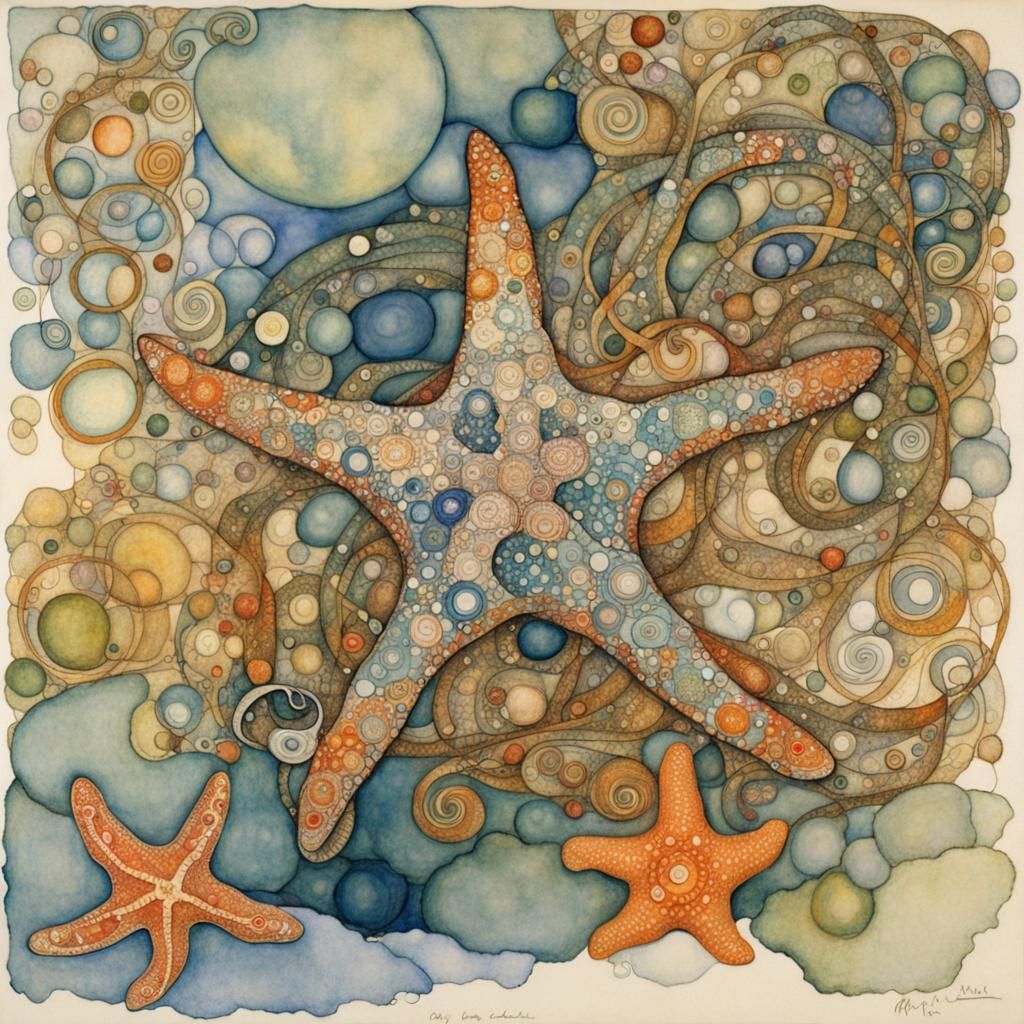 Starfish in Art Nouveau Style