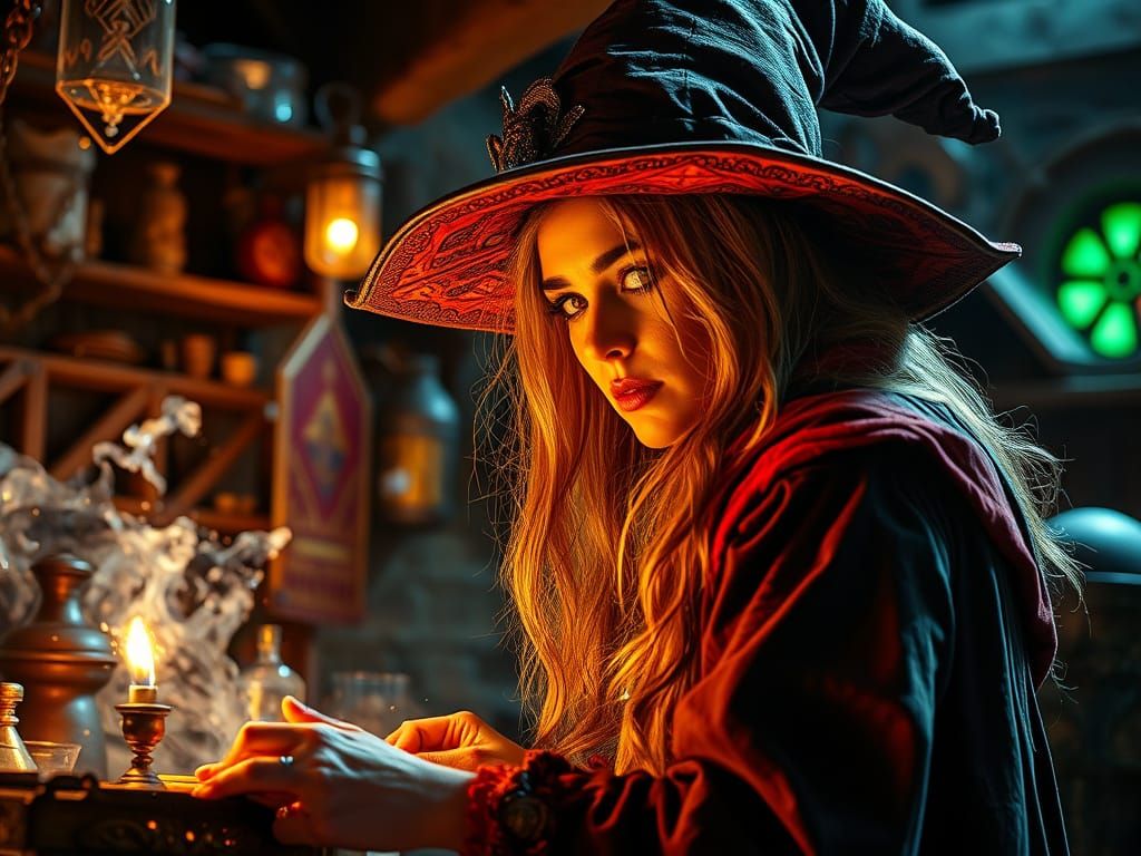 Medieval Witch in Cinematic Hyperrealism