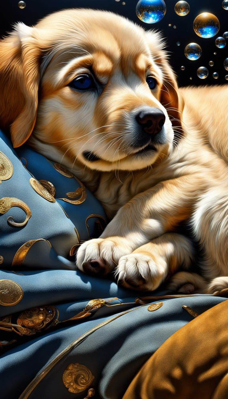 Puppy Dreams of Playtime: A Surrealist Vision