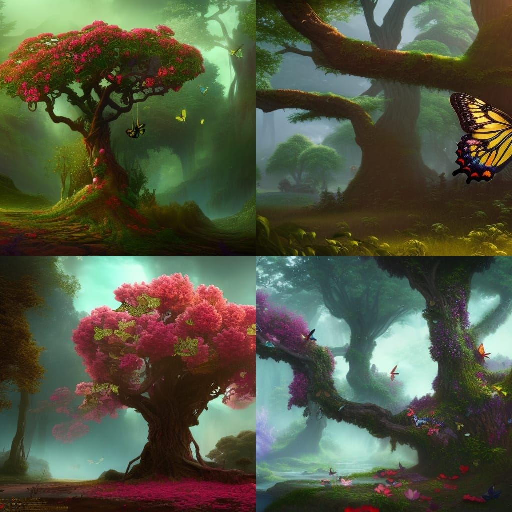 Fantastical Butterfly Tree in Detailed Matte Painting