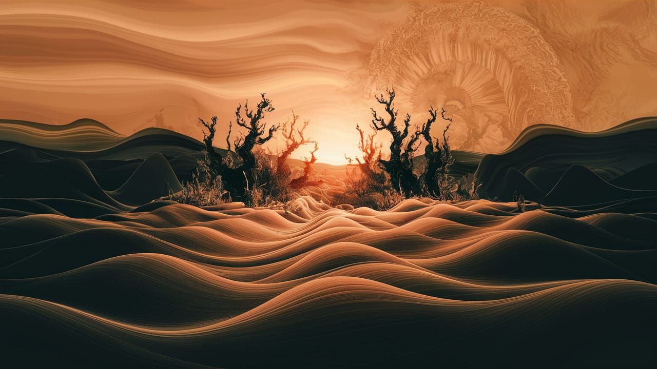Abstract Fractal Painting: Golden Hour Tranquility
