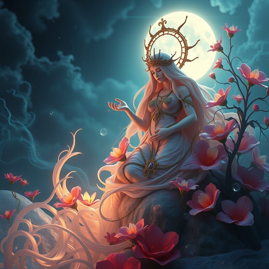 Goddess of the Sea in Whimsical Fantasy Style