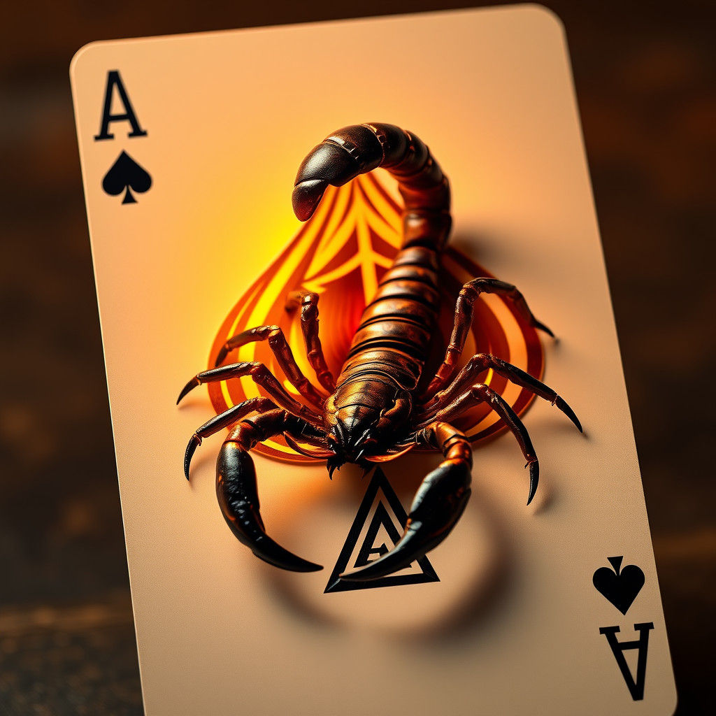 Ace of Spades Scorpion in Hyperrealistic Style