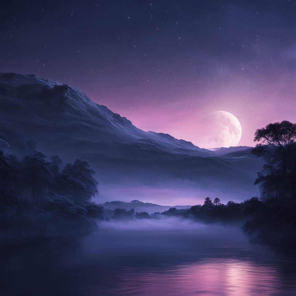 Ethereal Blue Night Sky with Violet Hues