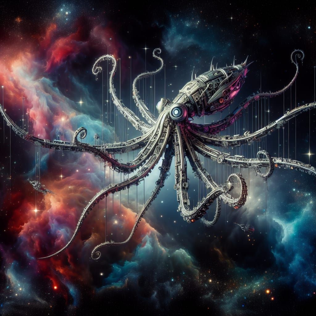 Magical Robot Octopus in Epic Space Battle