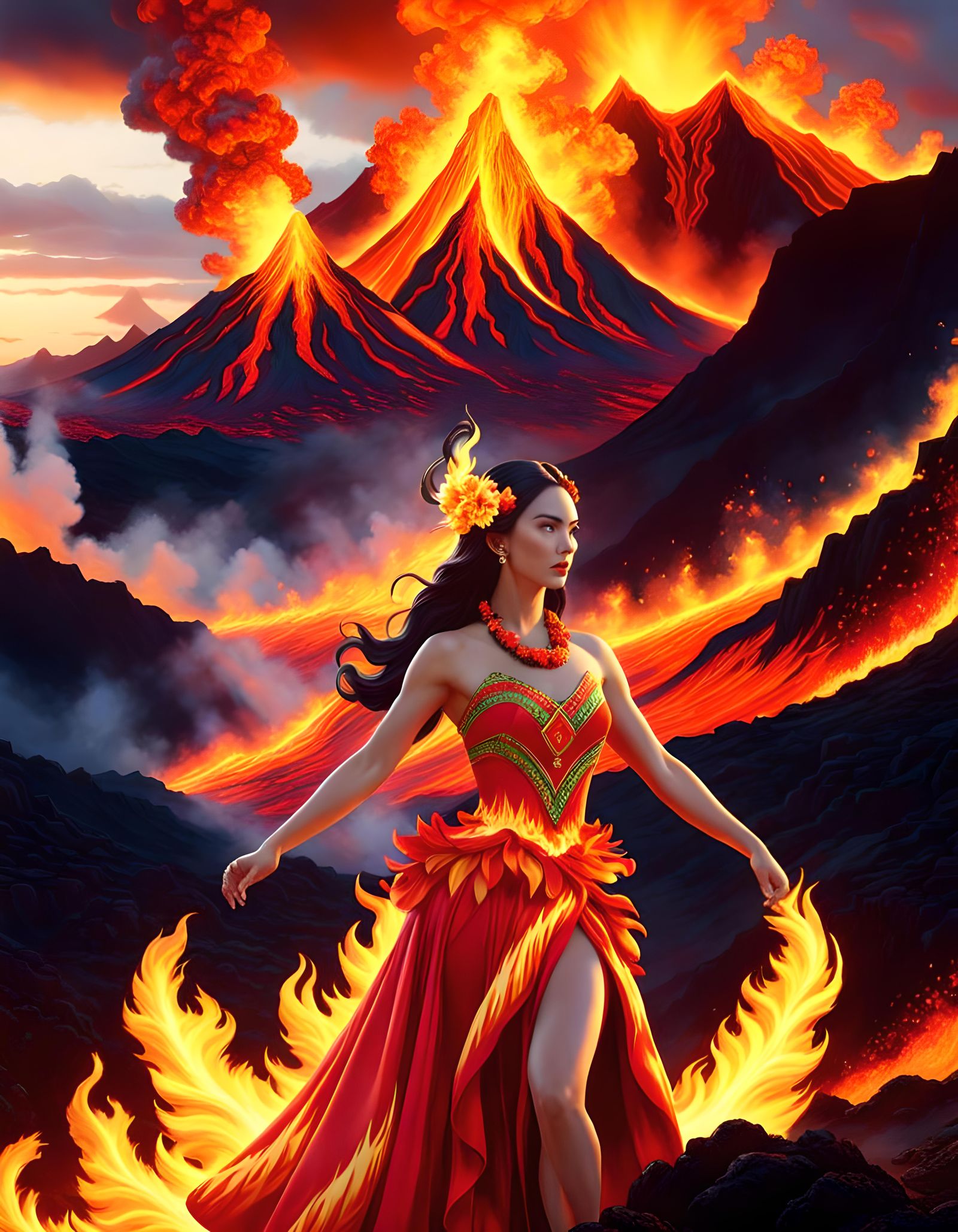 Pele: Hawaiian Goddess Rising From Volcano