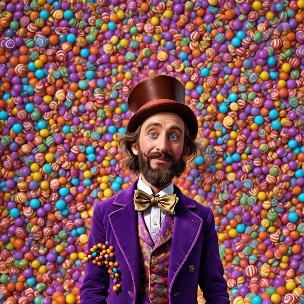 Willy Wonka's Candy Beard: A 3D Render