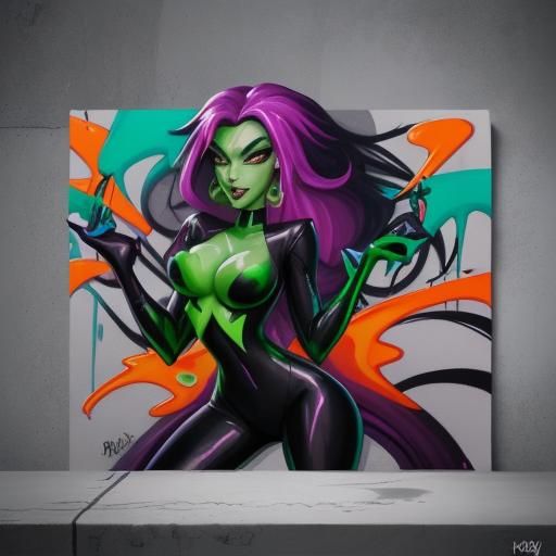 Shego as Dragoness in Graffiti Art Style