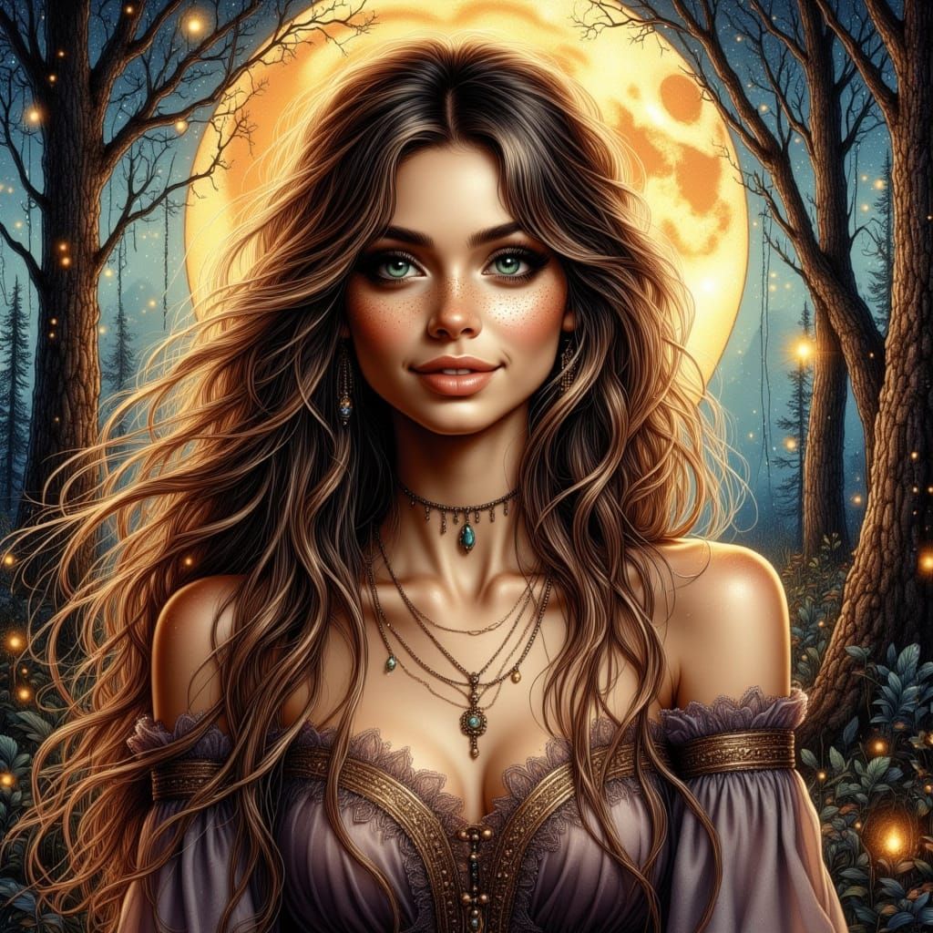 Ethereal Woodland Goddess in Radiant Aura