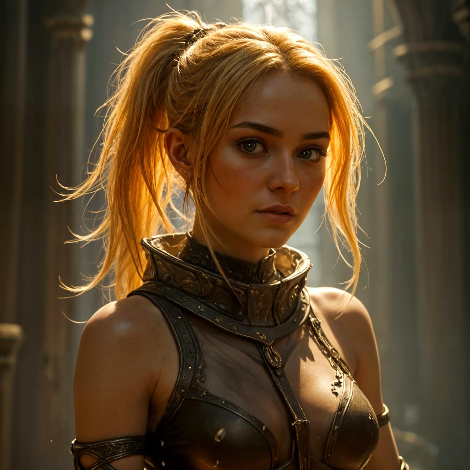 Ethereal High Elf Maiden with Golden Skin