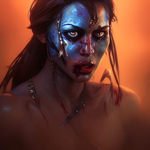 Detailed Warrior Zombie Portrait in Unreal Engine 5