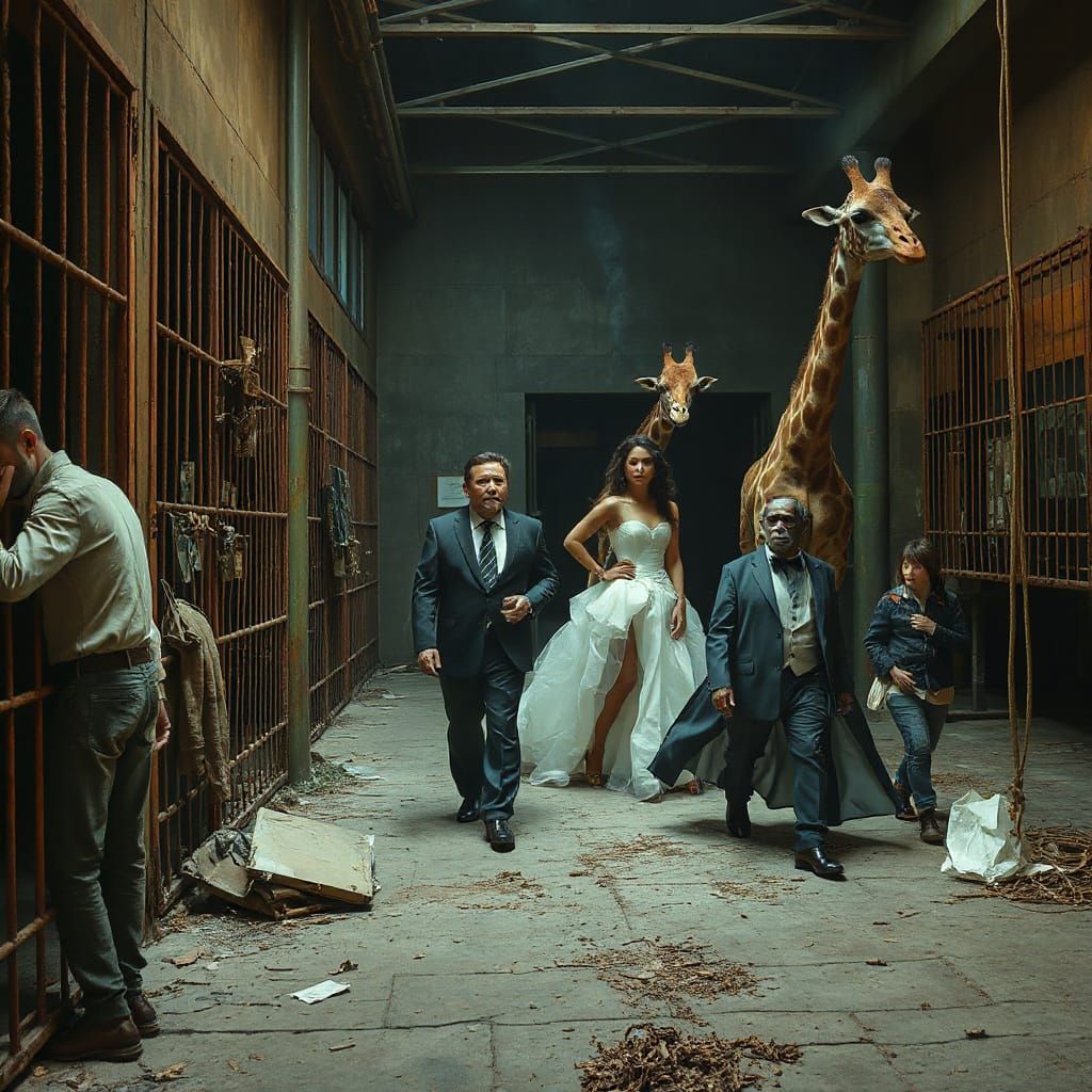 Dystopian Zoo: Humans Caged, Animals Observe