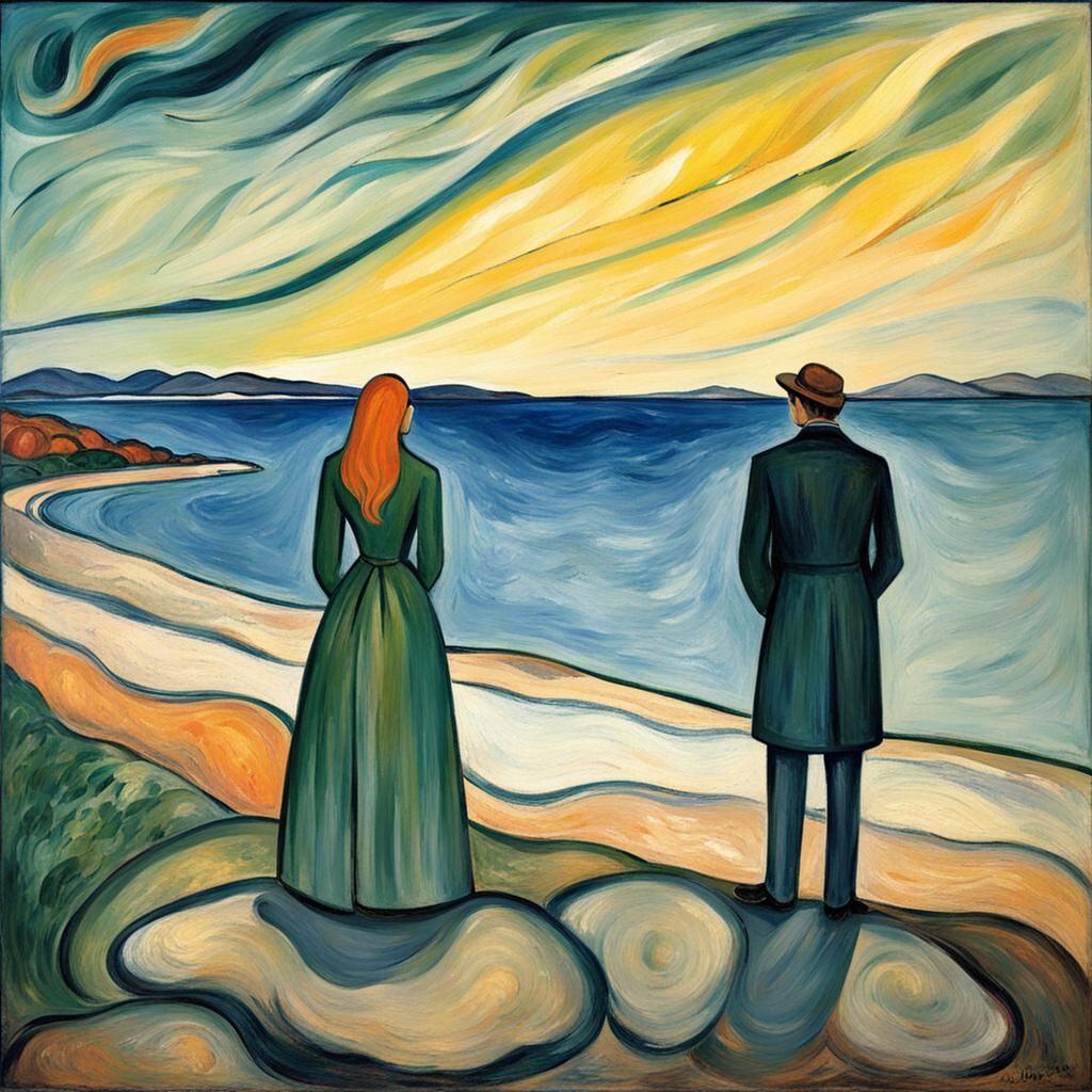 Melancholy Seascape: An Expressionist Painting of Loneliness