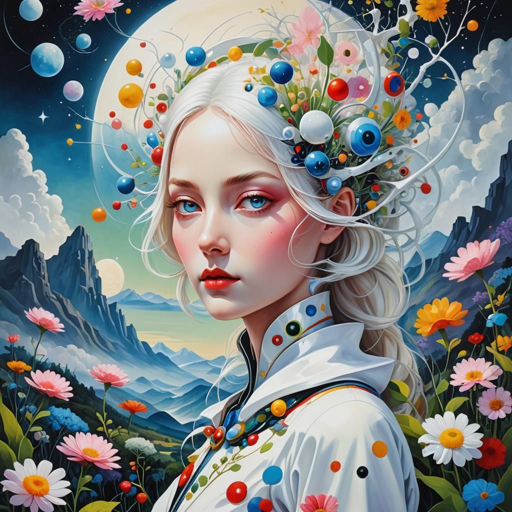 Surreal Pop Art Deco Portrait of Alien