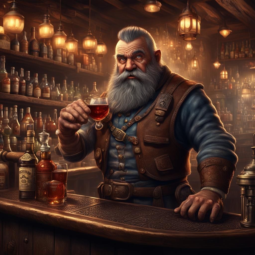 D&D Dwarf Bartender: Epic Cinematic Digital Painting