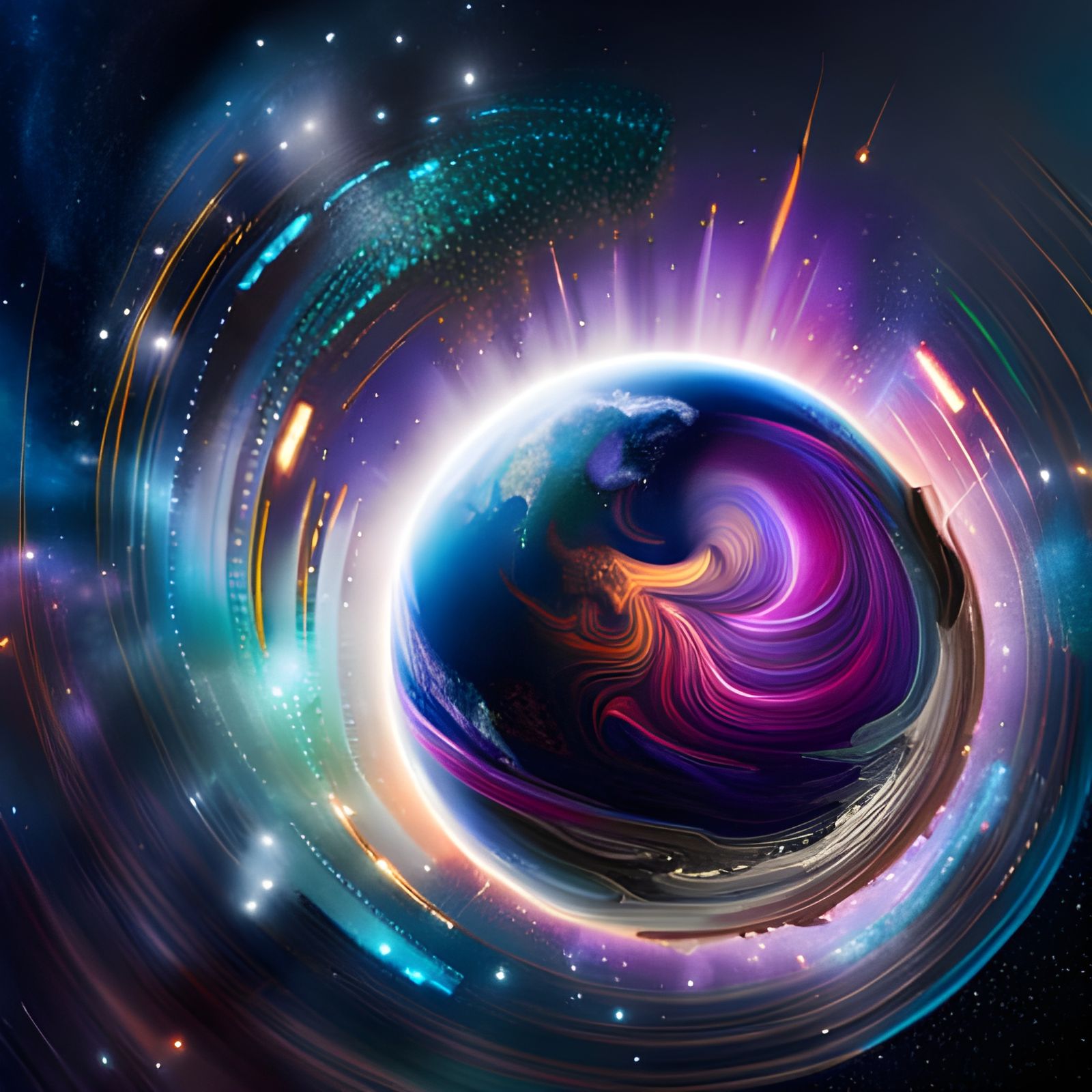 Hyperrealistic Planet with Light Reflexes Splash Art