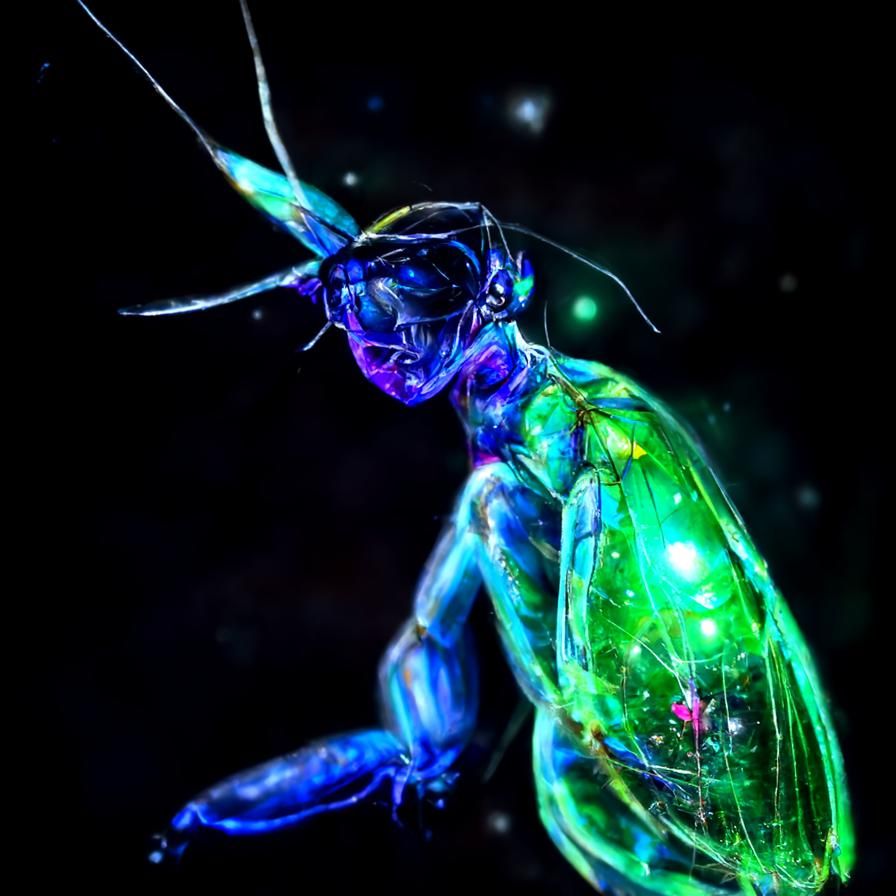 Bioluminescent Human-Insect Hybrid in Cosmic Style