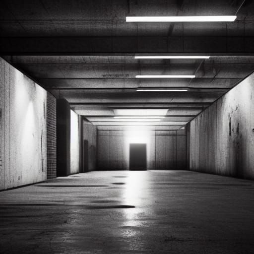 Creepy Liminal Warehouse Basement