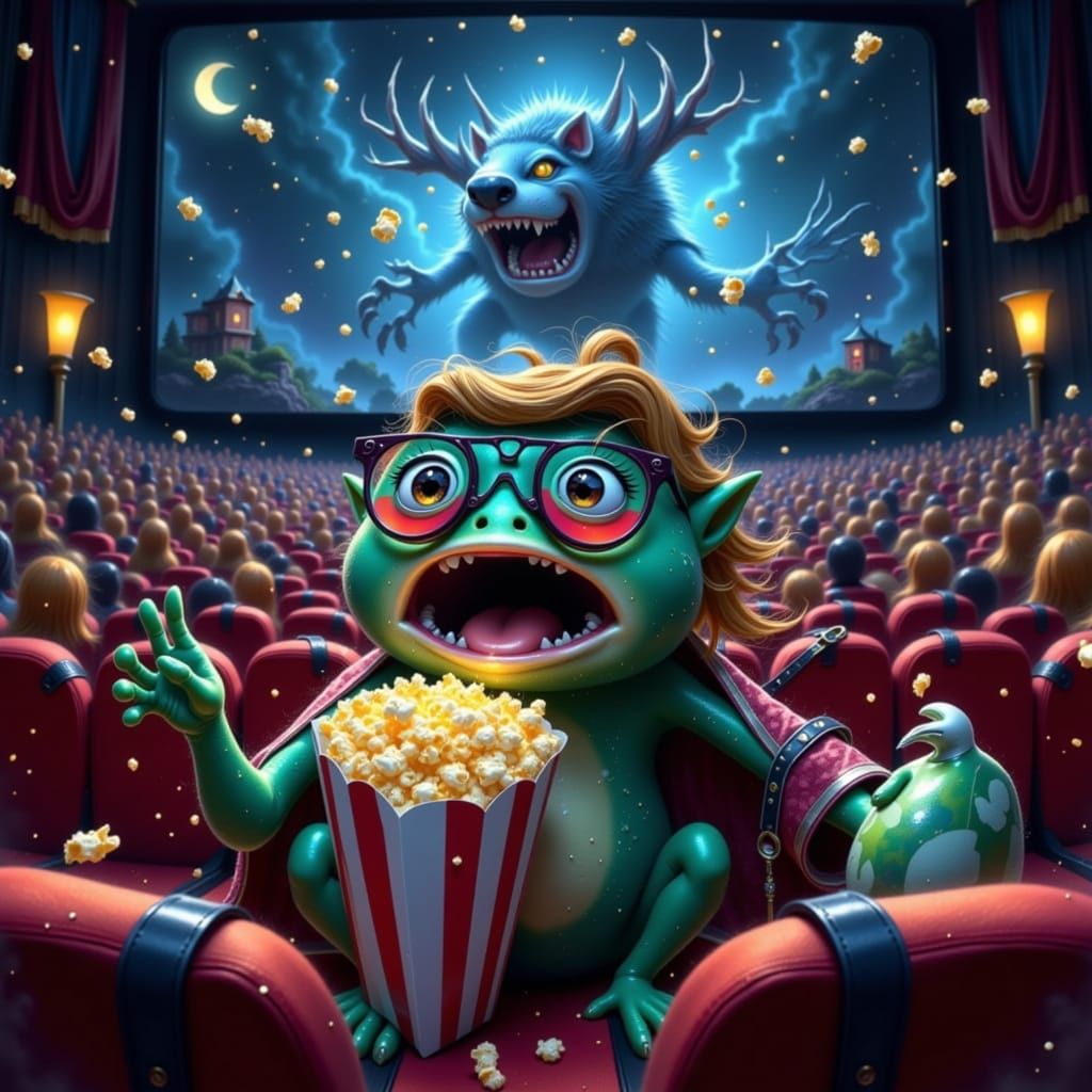 Terrified Teapot Startled by Werewolf in Movie Theater