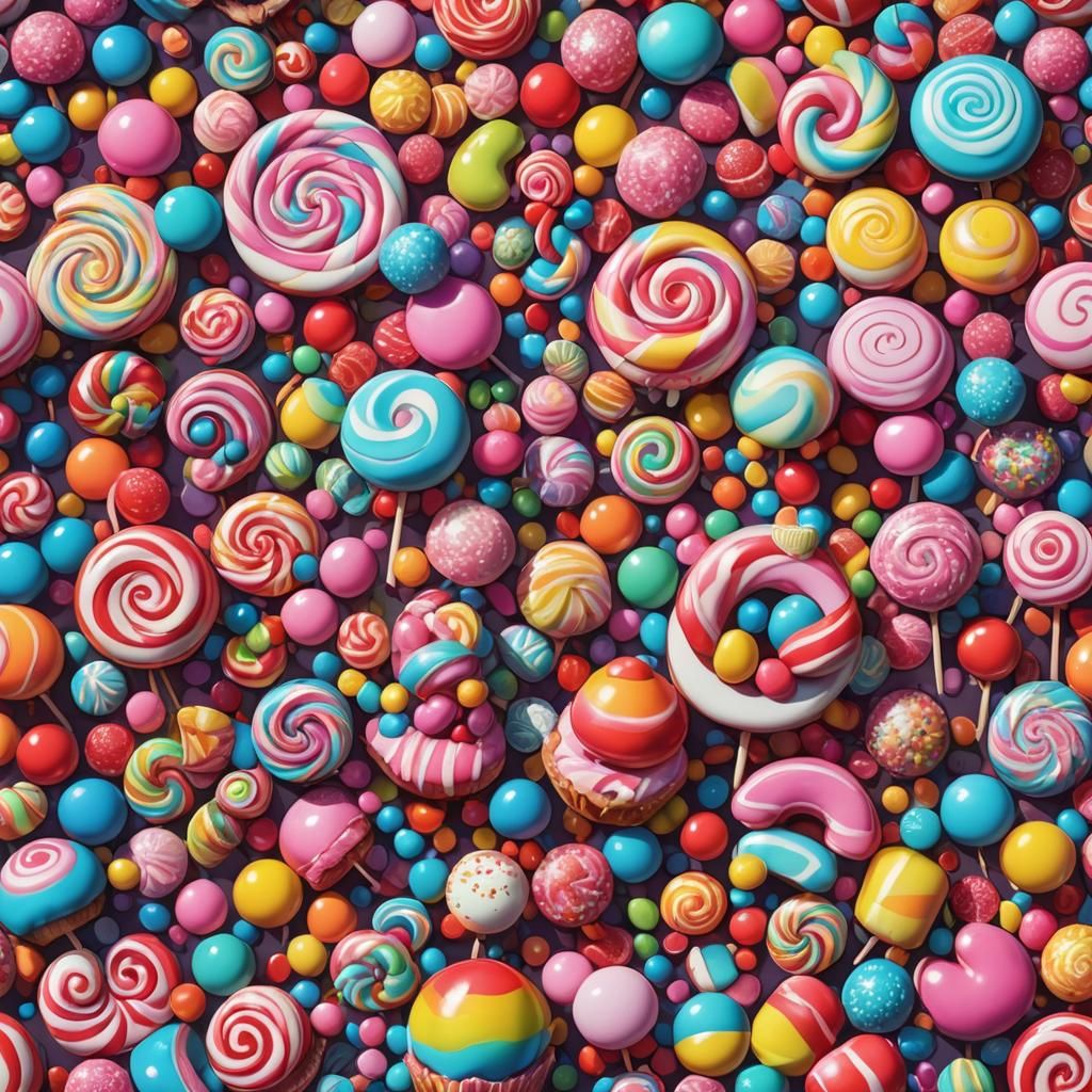Colorful Candy Land in Hyperrealistic Digital Art