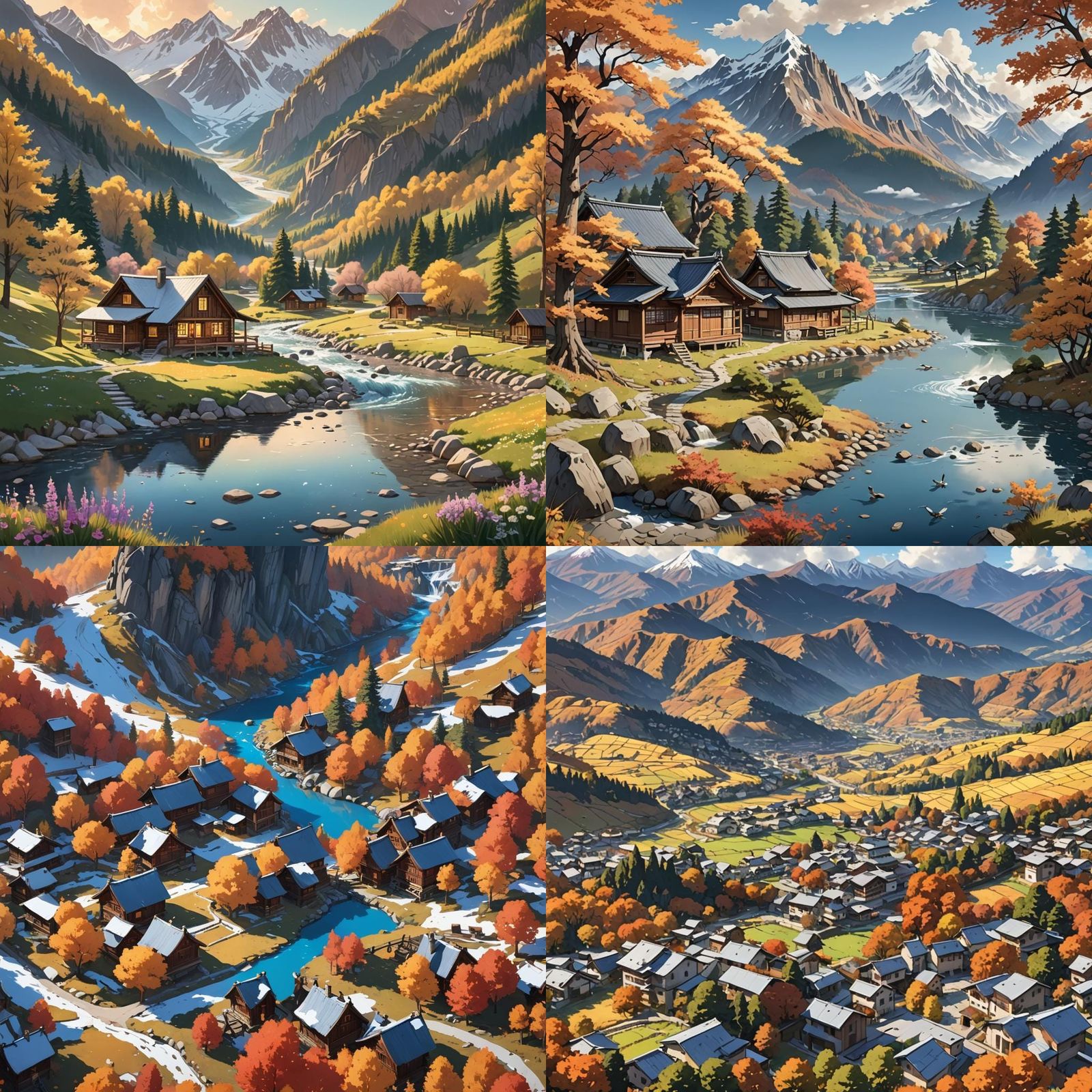 Alpine Valley in Autumn: 3D Anime Art