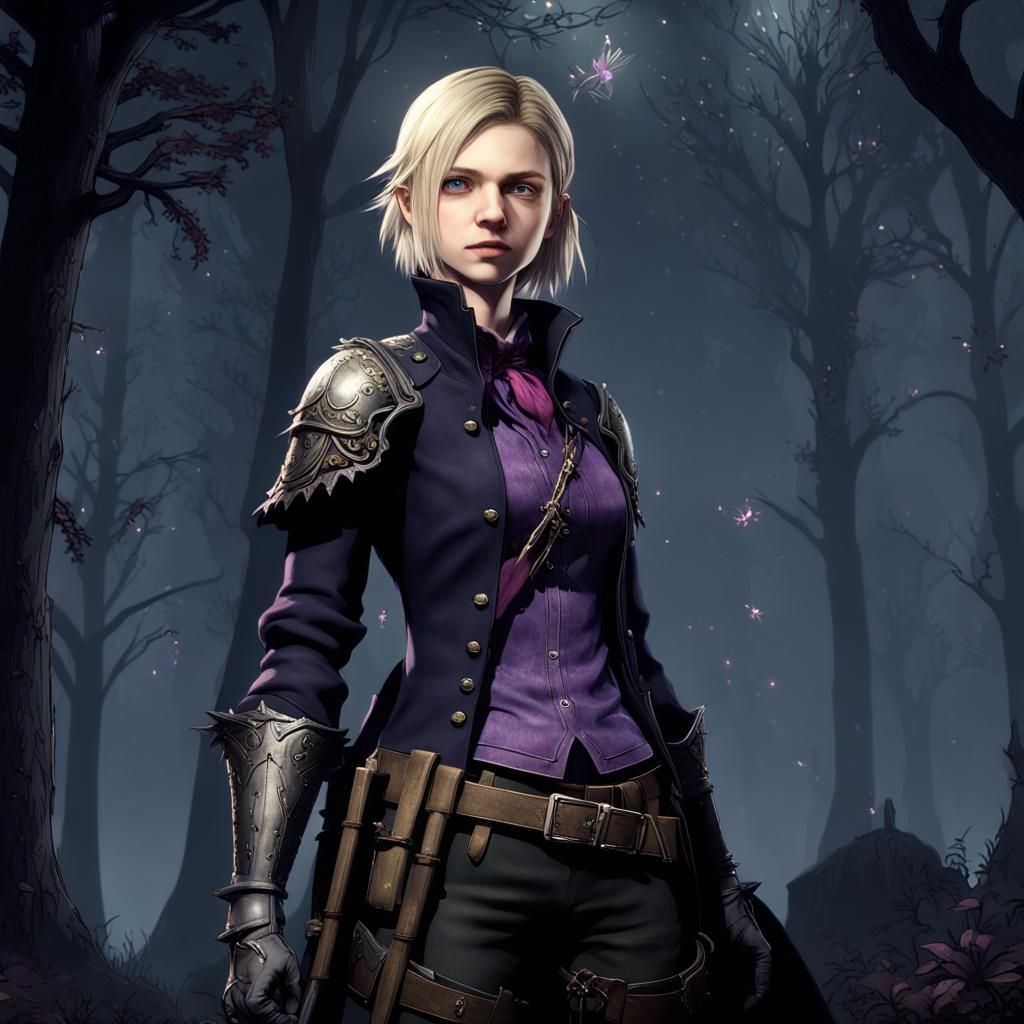 Dreamy Girl in Hunter Armor in Firefly Forest