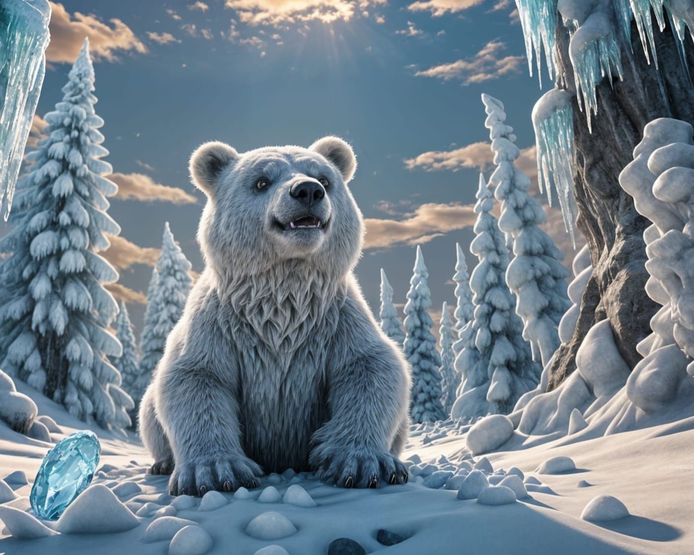 Beararctic Pokémon in 3D Digital Art Style