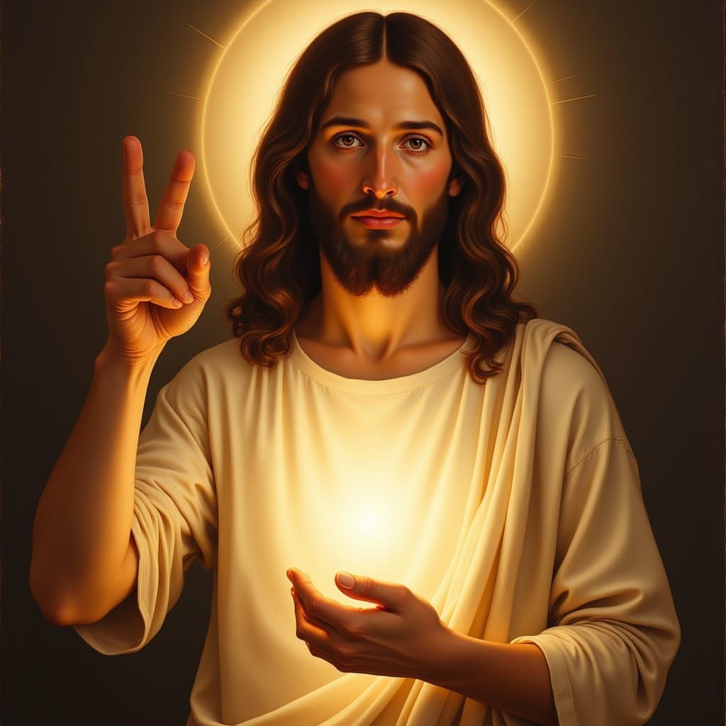 Radiant Jesus Figure in Renaissance Religious Art Style