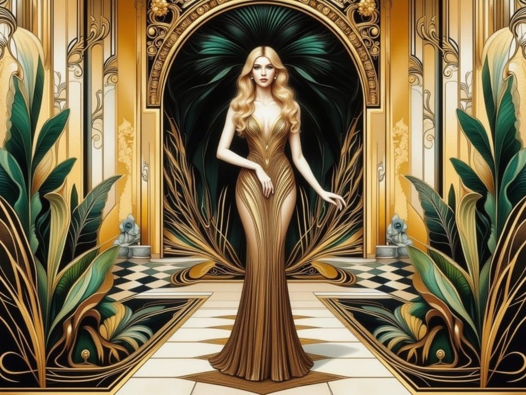 Elegant Art Deco Woman in Luxurious Setting