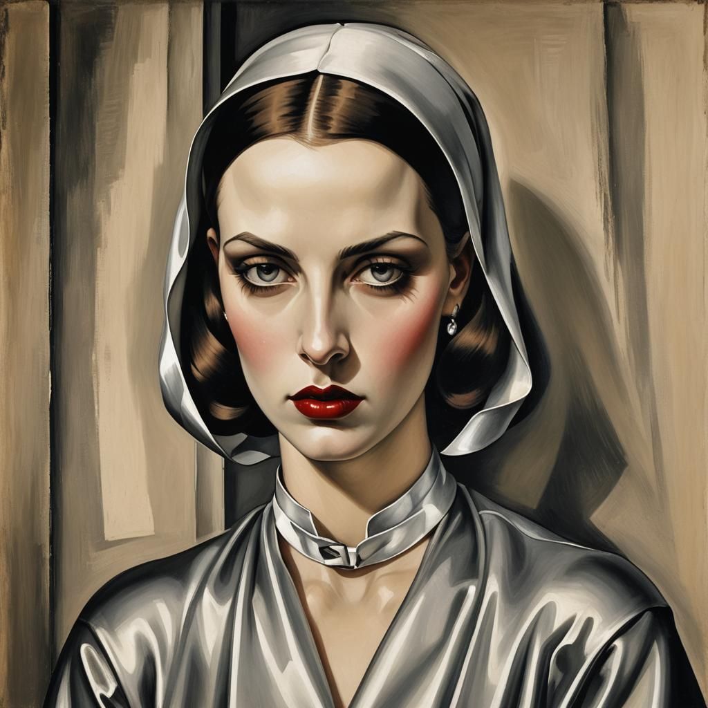Goth Girl in Tamara de Lempicka Style