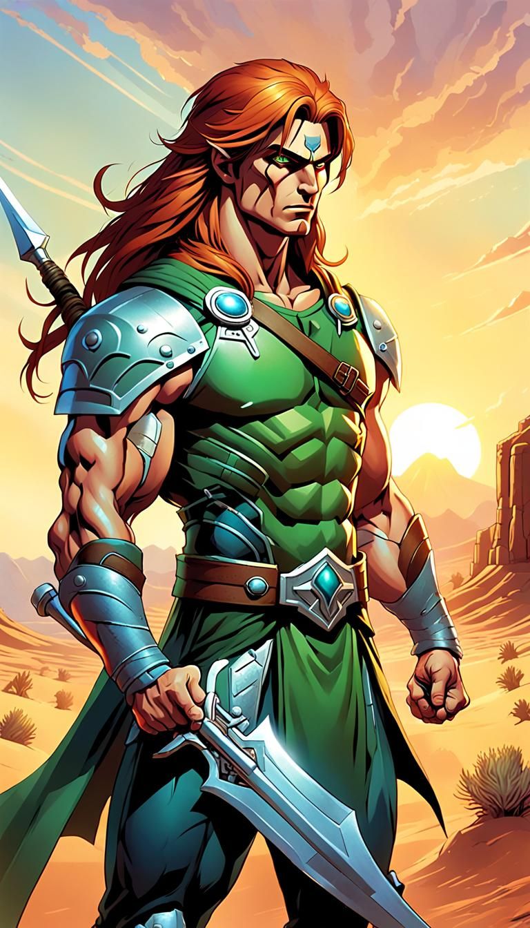 Sci-Fi Fantasy Warrior God in Comic Book Art