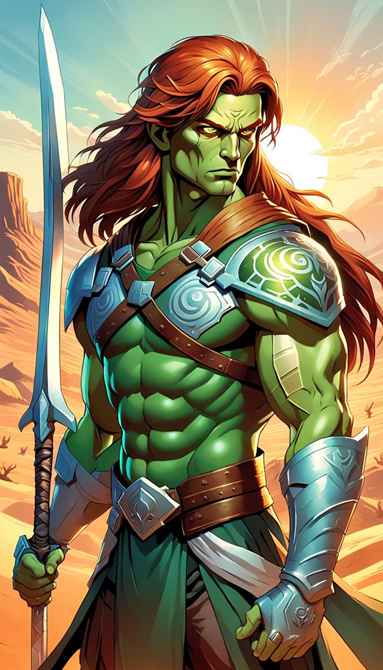 Sci-Fi Fantasy Warrior God in Comic Book Art