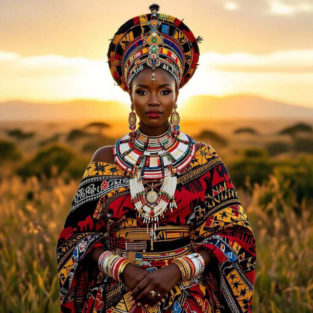 Majestic Zulu Queen in Traditional Attire