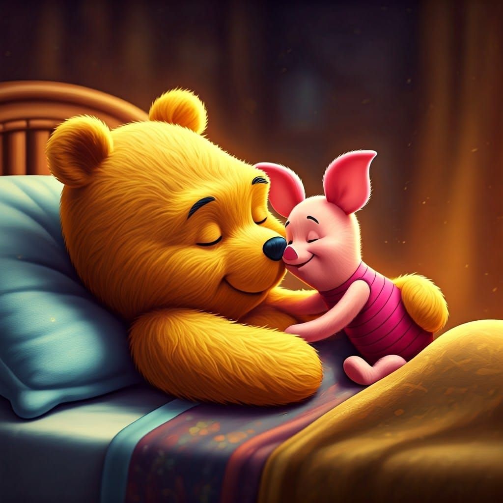 Pooh Bear Receives a Kiss in Dreamy Nursery