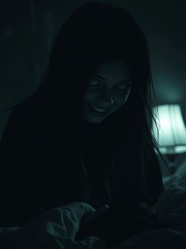 Haunting Silhouette Portrait of a Sinister Woman