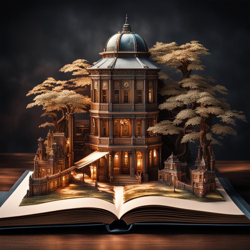 Hyperrealistic Pop-Up Book with Intricate Details