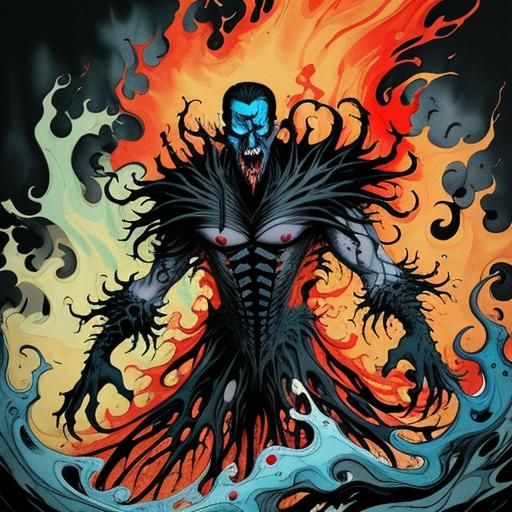 Ghostly Dracula in Liquid Watercolor Style