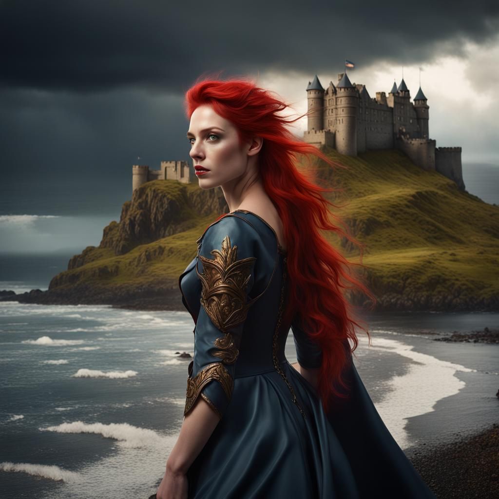 Hyperrealistic Unicorn Woman in Scotland Glen