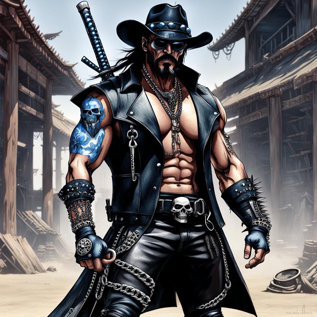 Blue-Skinned Cowboy: Comic Book Art