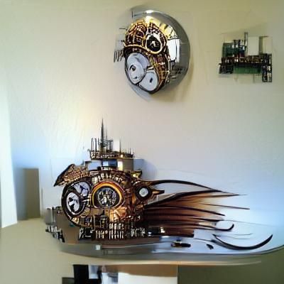 Steampunk Chrome Clock with Intricate Gears