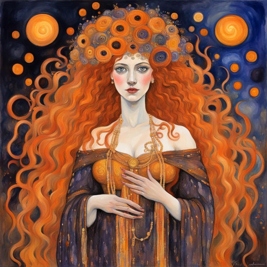 Goddess of Samhain as Impasto Gouache Painting
