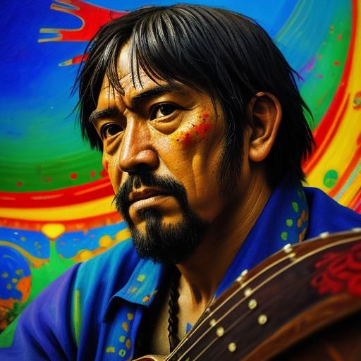 Costa Rican Storyteller in Psychedelic Gauguin Style