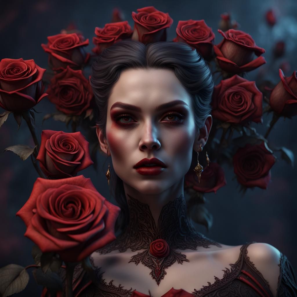 Macabre Beauty: A Vampire Among Roses