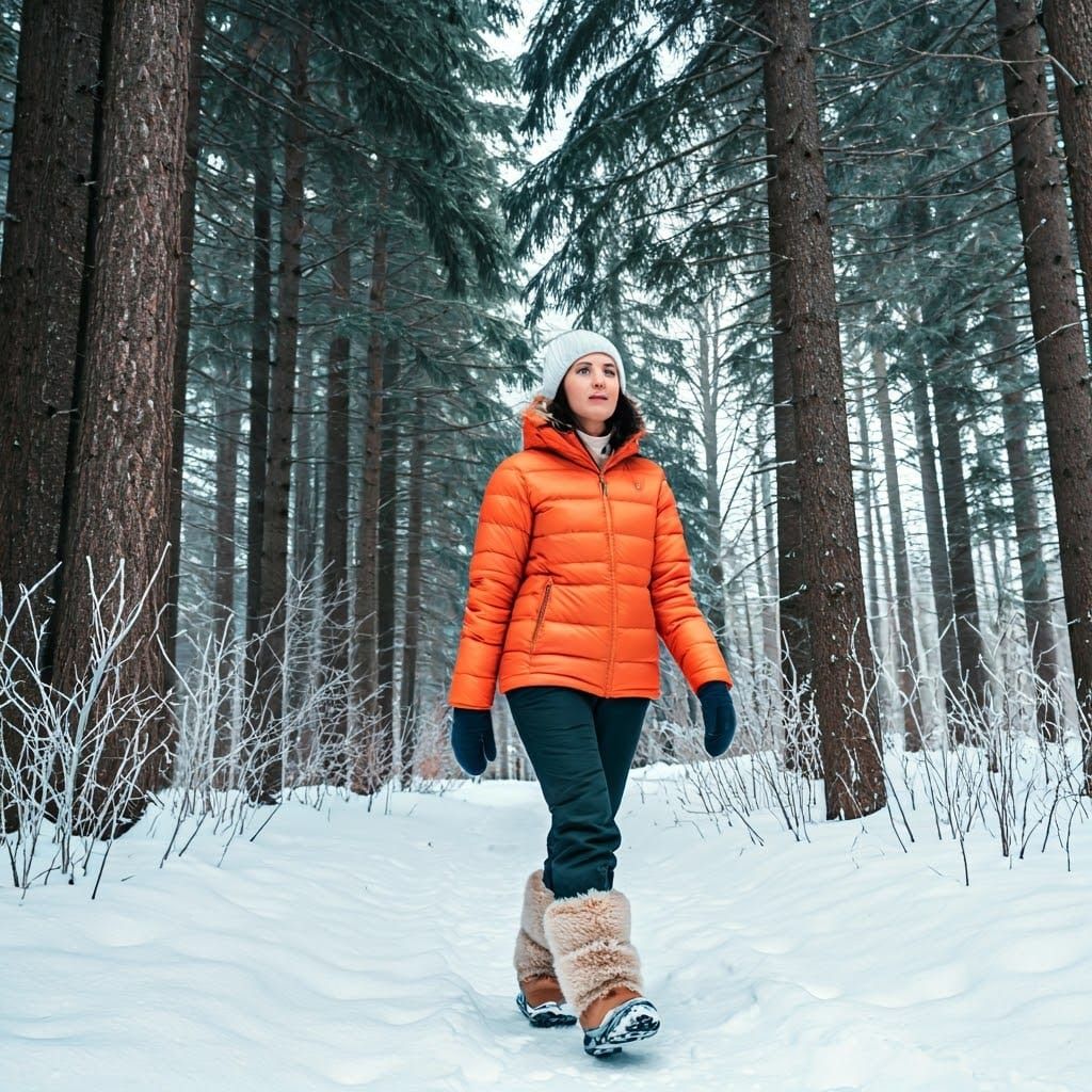 Winter Hiker in Impressionist Landscape