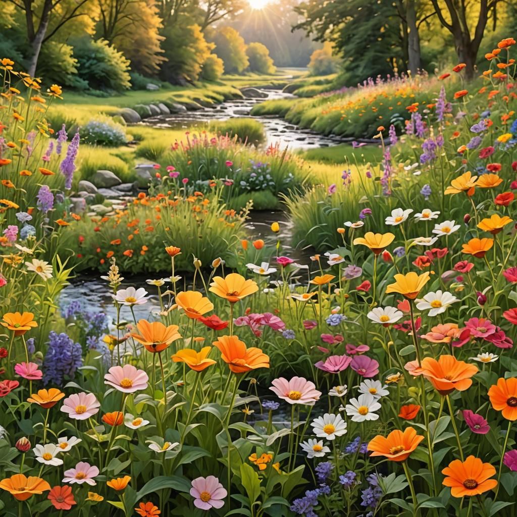 A beautiful flower meadow with patches of African Daisy, Cal...